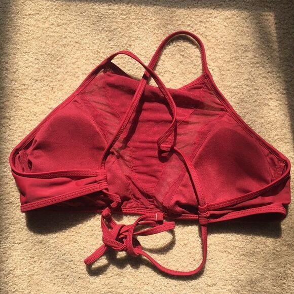 Deep Red Sheer Lace Bikini Top - Picture 2 of 3